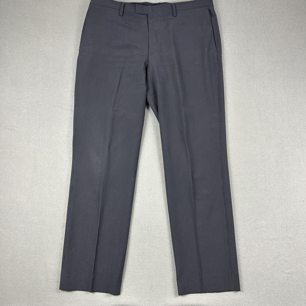 Banana‎ Republic Pants Mens 36x32 Charcoal Pinstripe Slim Fit Marzotto Wool Silk